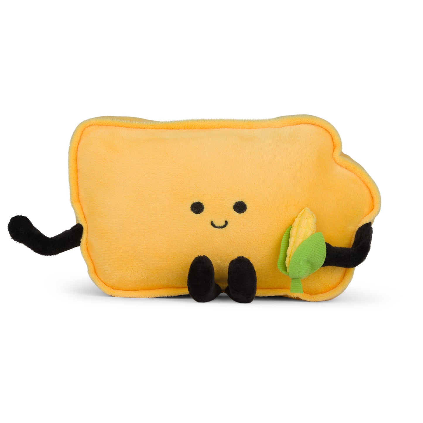 Iowa-shaped stuffed state plush, perfect for collectors and educational use with detailed stitching and soft materials.