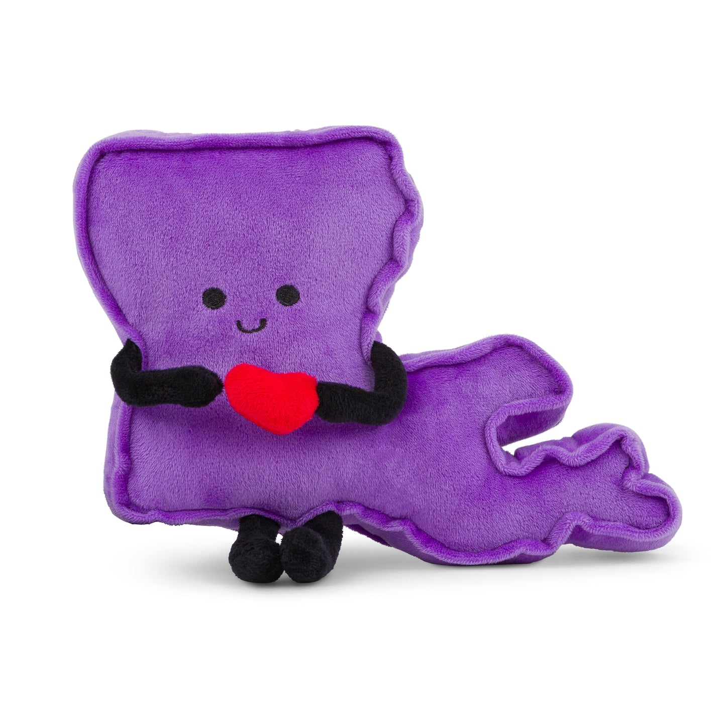 Louisiana-shaped stuffed state plush, perfect for collectors and educational use with detailed stitching and soft materials