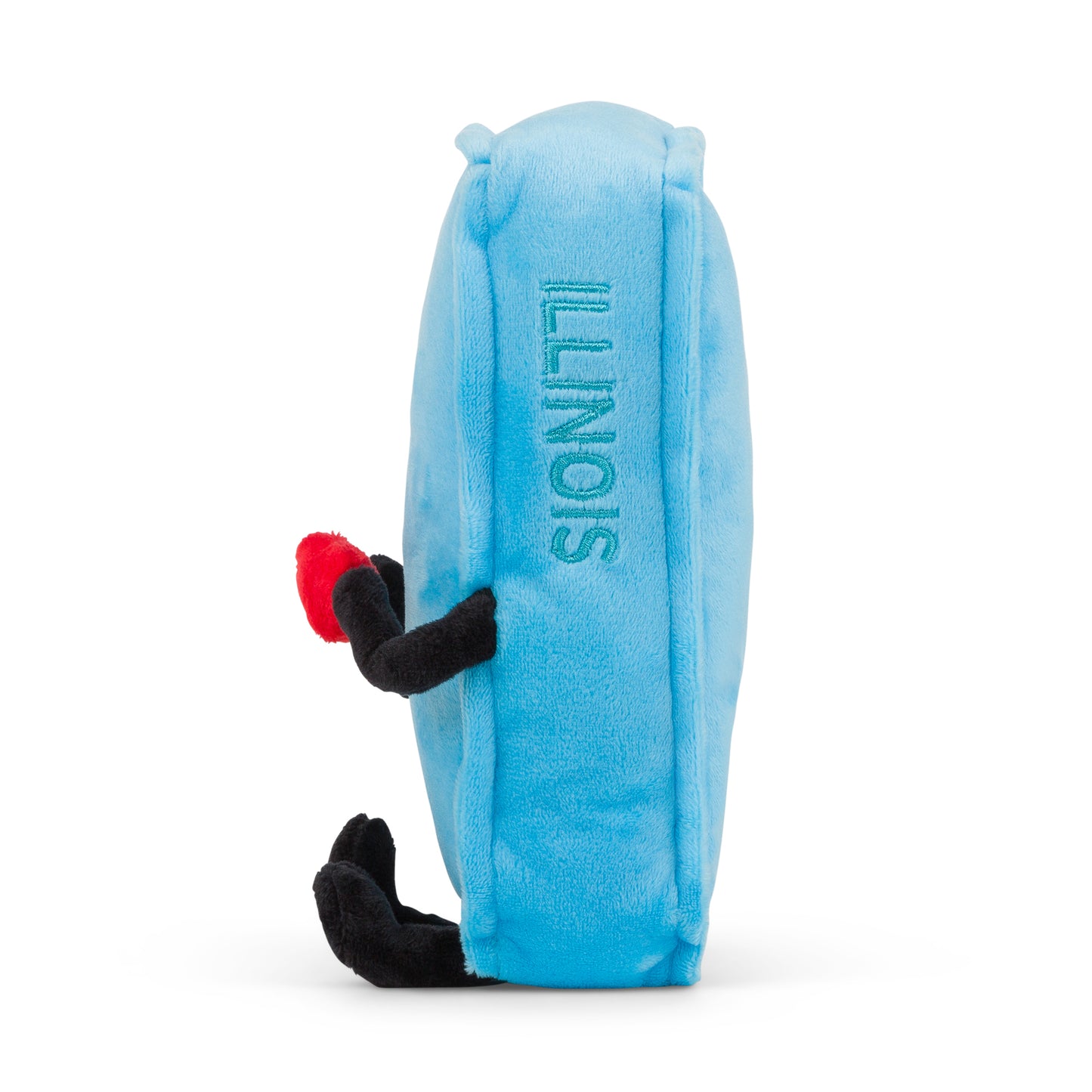 Illinois-shaped stuffed state plush, perfect for collectors and educational use with detailed stitching and soft materials.