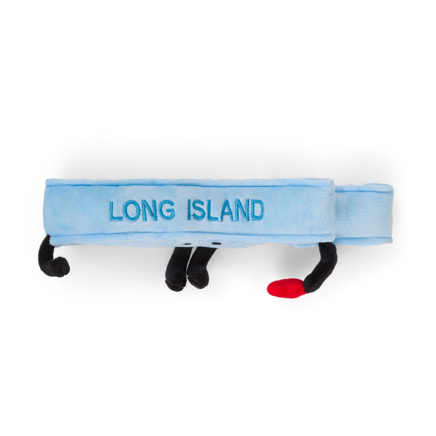 Long Island-shaped stuffed state plush, perfect for collectors and educational use with detailed stitching and soft materials