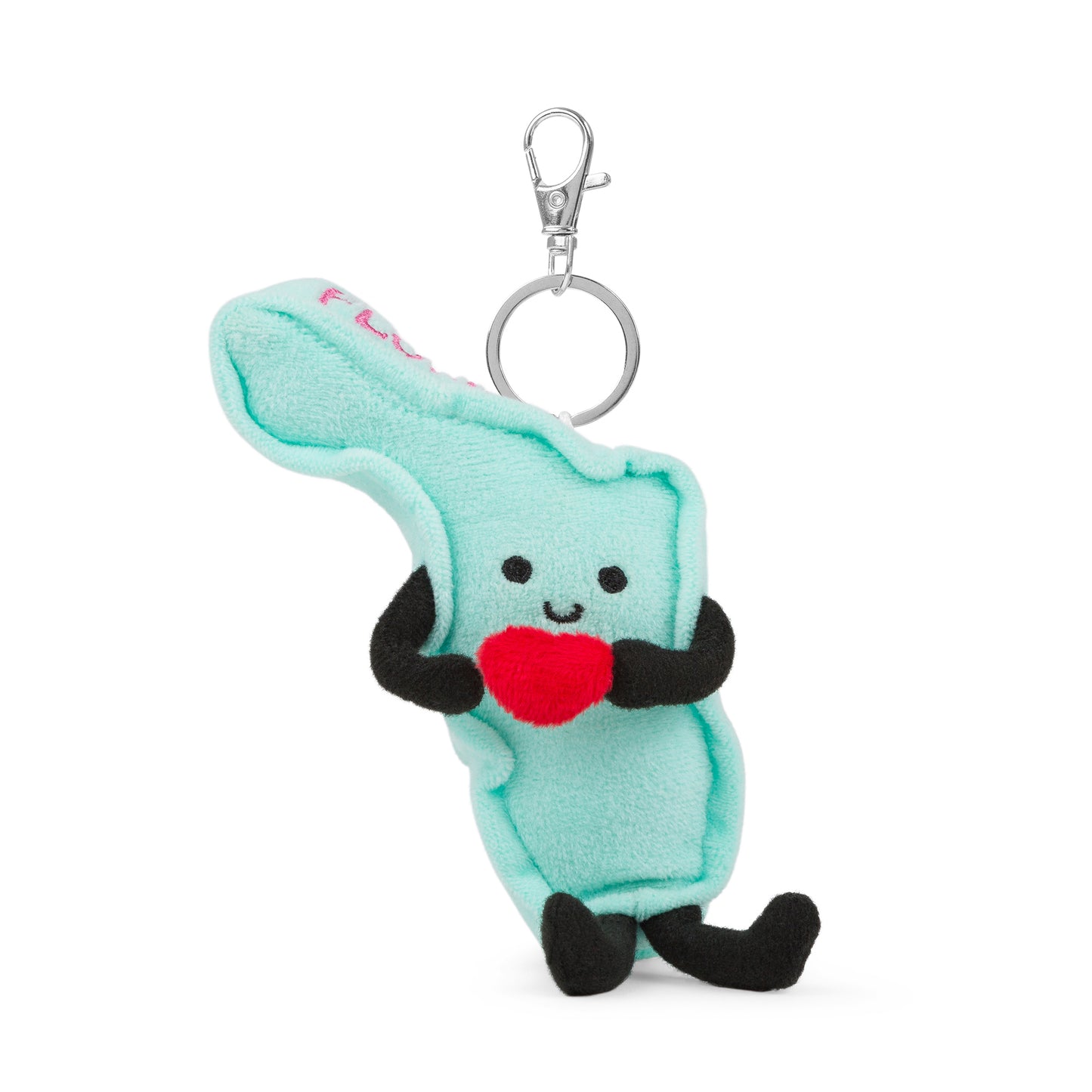 4-inch Florida-shaped plush bag charm mini, perfect for backpacks and keyrings with detailed stitching.