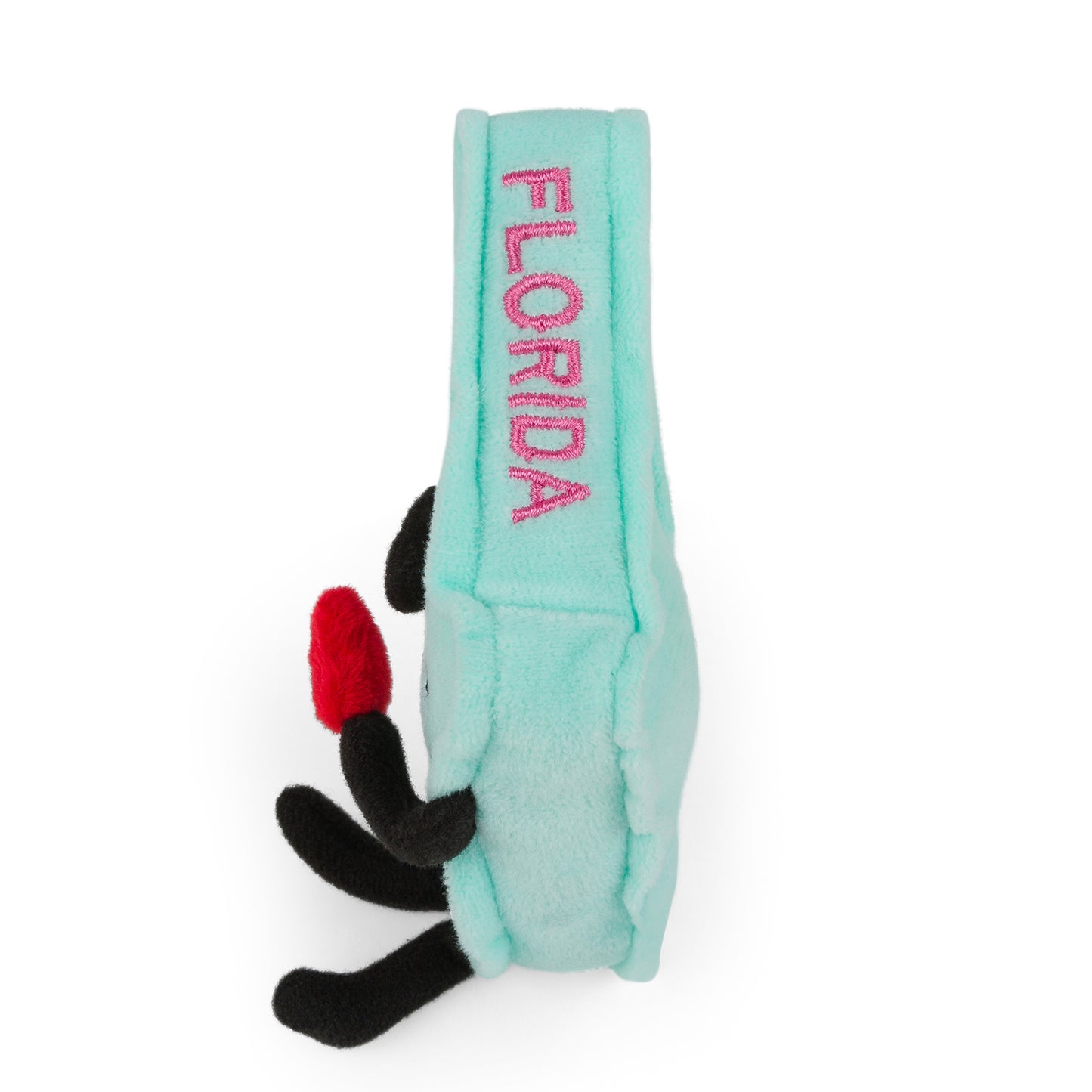 4-inch Florida-shaped mini stuffed magnet, perfect for fridges and lockers with detailed stitching.