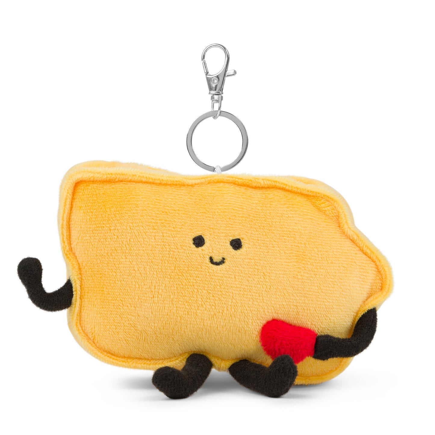 4-inch Iowa-shaped plush bag charm mini, perfect for backpacks and keyrings with detailed stitching