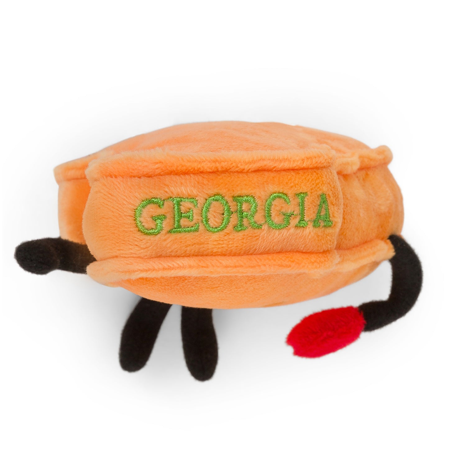 4-inch Georgia-shaped mini stuffed magnet with a tiny peach, perfect for fridges and lockers with detailed stitching