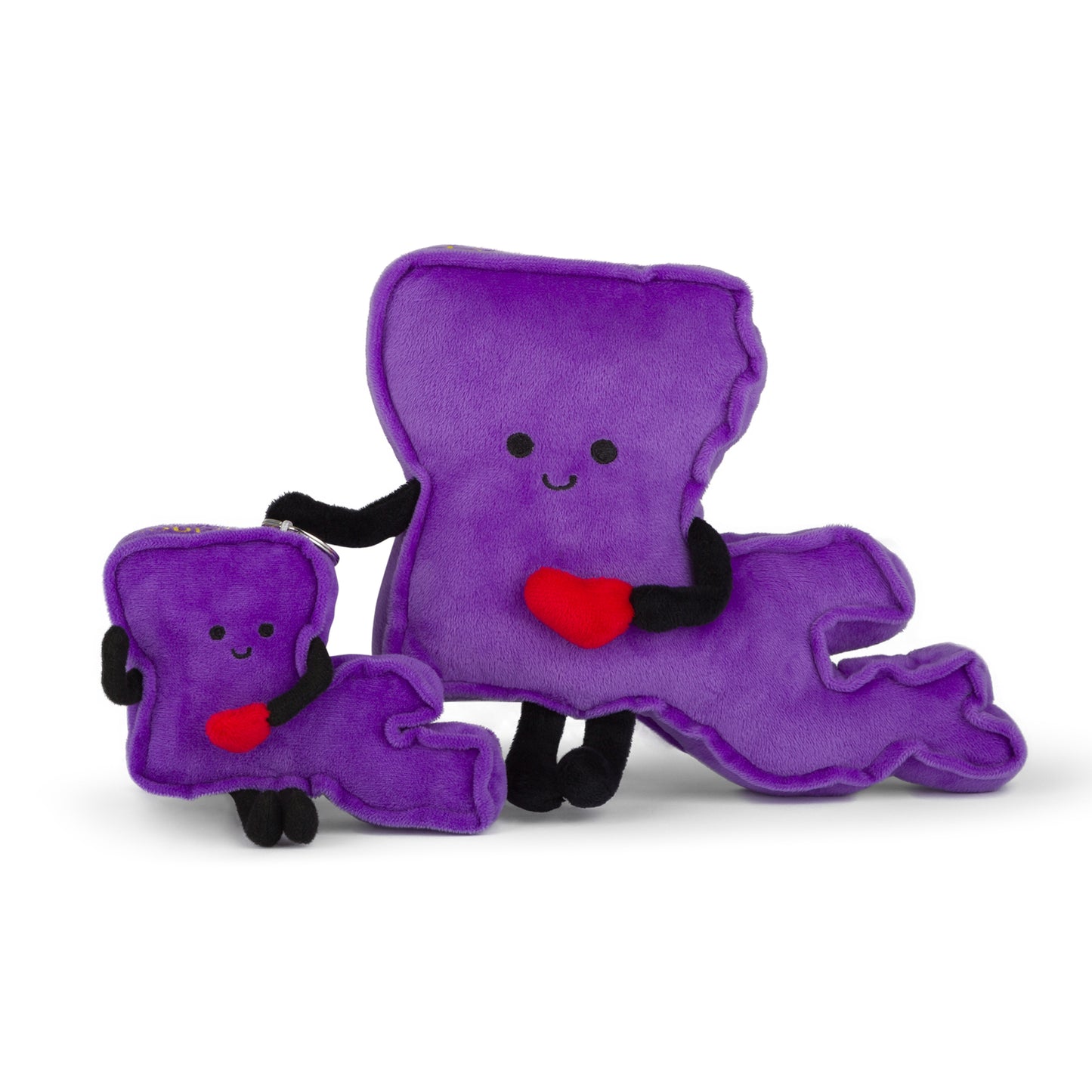 4-inch Louisiana-shaped plush bag charm mini, perfect for backpacks and keyrings with detailed stitching