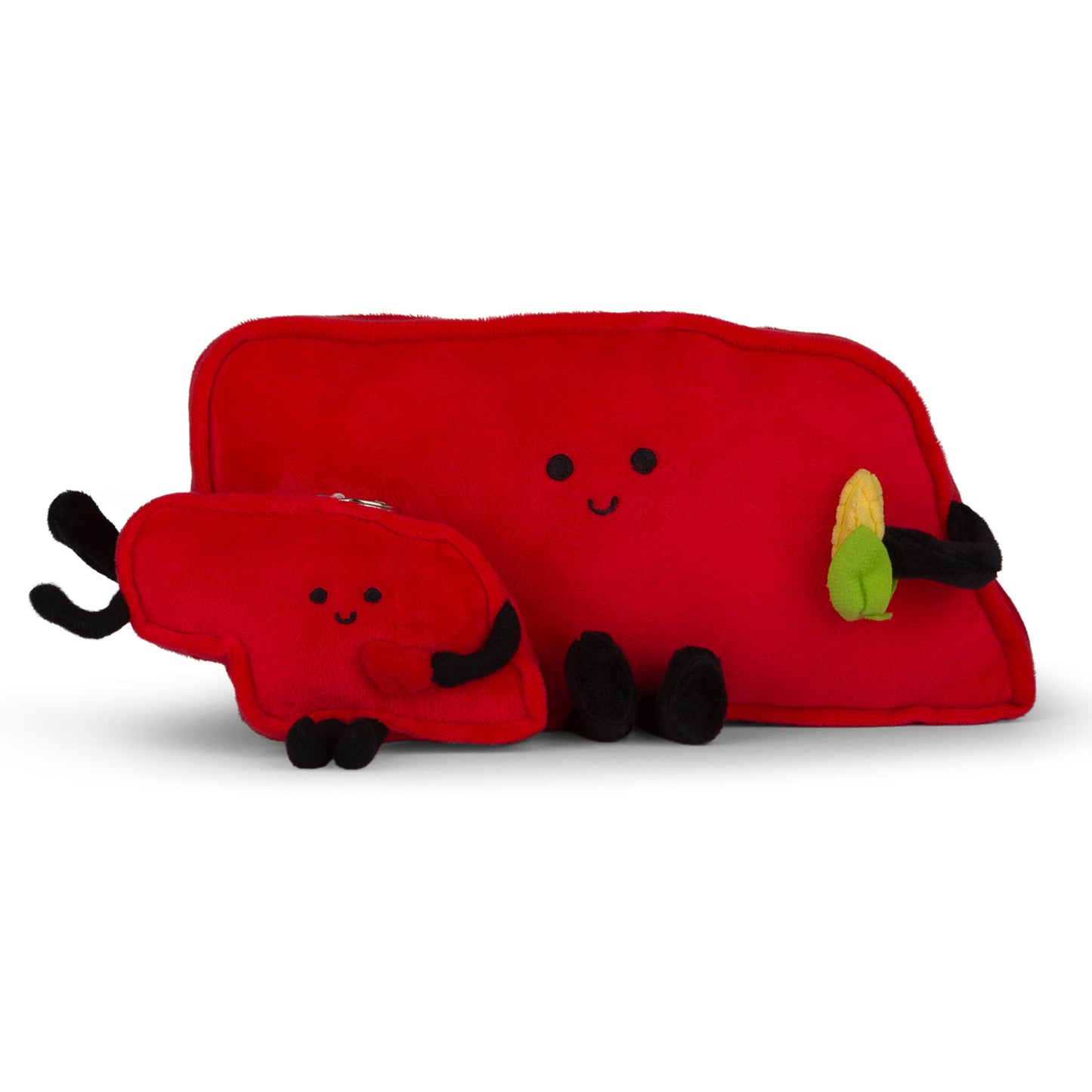 "Nebraska-shaped stuffed state plush with a tiny plush corn, perfect for collectors and educational use with detailed stitching