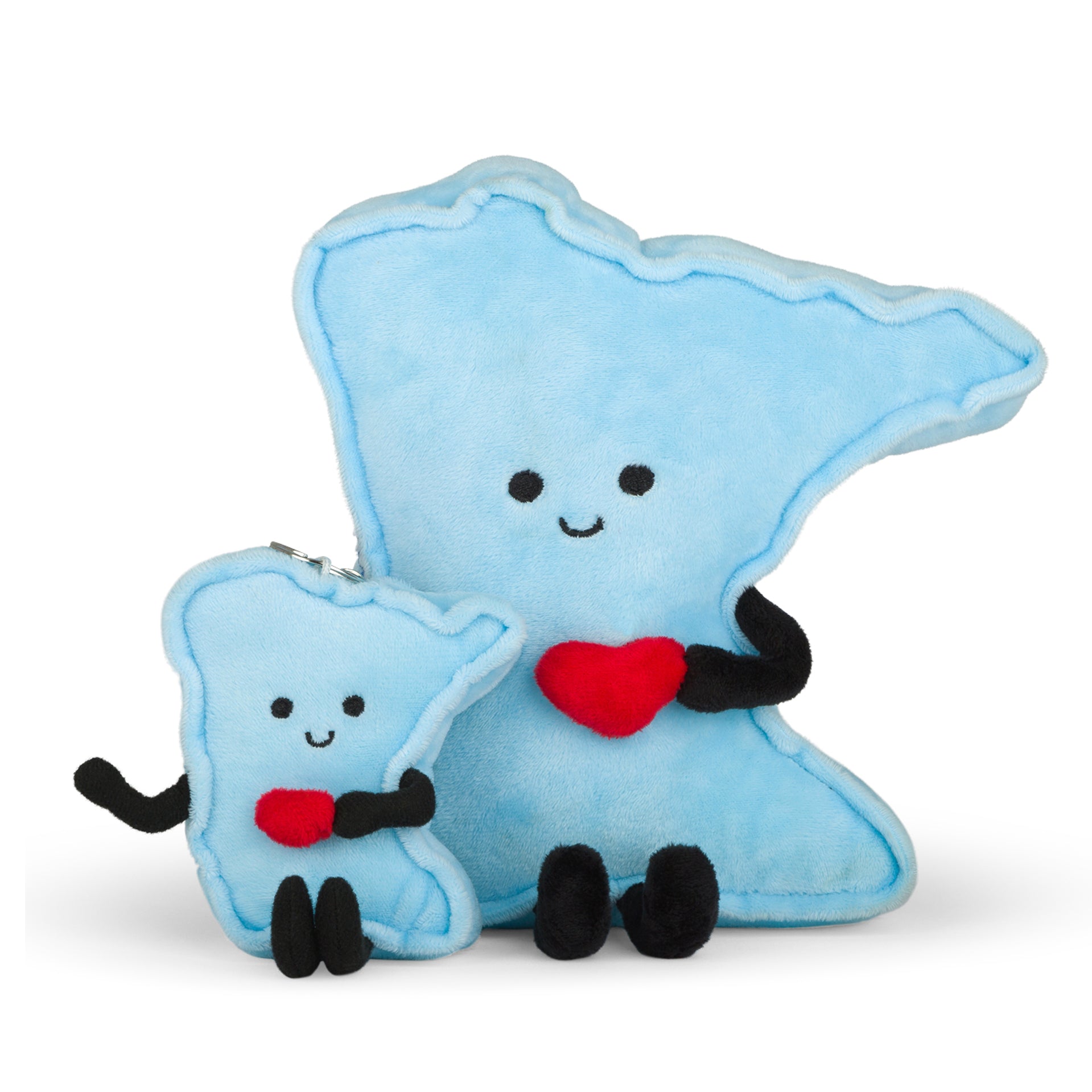 Minnesota-shaped stuffed state plush, perfect for collectors and educational use with detailed stitching and soft materials