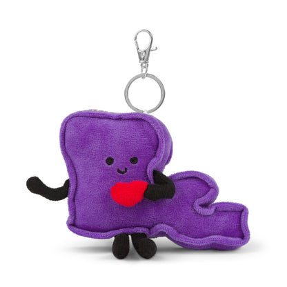 4-inch Louisiana-shaped plush bag charm mini, perfect for backpacks and keyrings with detailed stitching