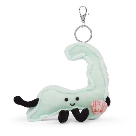 Cape Cod Plush Bag Charm Keychain with Mini Scallop Shell