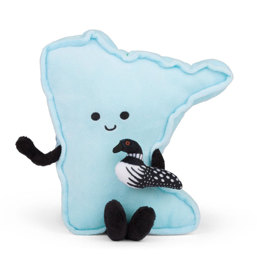 Minnesota Stuffed State Plush with Tiny Loon – Collectible & Educational | Stuffed States USA