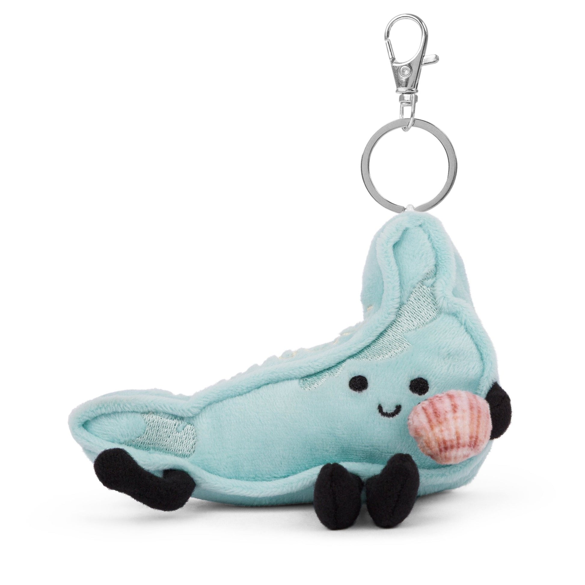 Nantucket Plush Bag Charm Keychain with Tiny Seashell