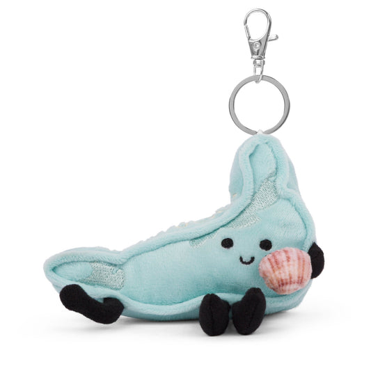 Nantucket Plush Bag Charm Keychain with Tiny Seashell